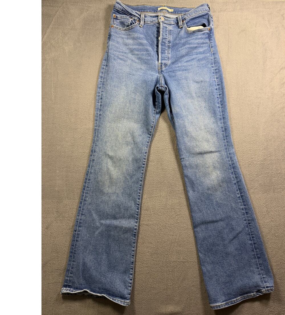 Levis Ribcage Bootcut Jeans Womens Size 32 Medium Wash Blue Denim High Rise